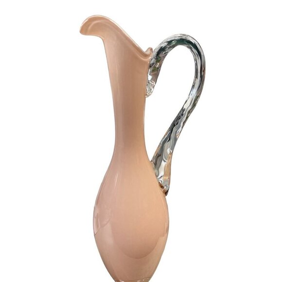 Mid Century Handcrafted Italian Empoli Pink Art Glass Opaline Pitcher - Picture 3 of 7